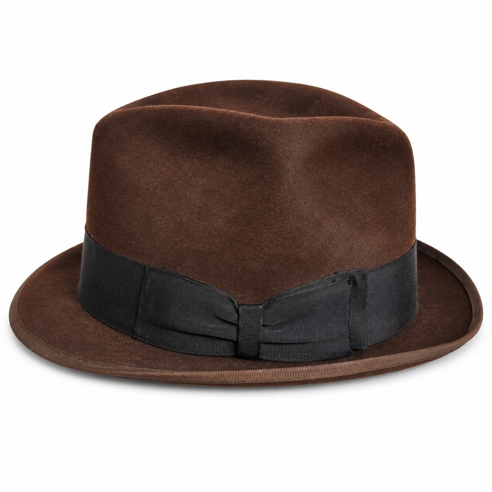 Vtg Emerson Brown Felt Fedora Hat 1950s Mid Century Gentleman Film Noir 7 1/4